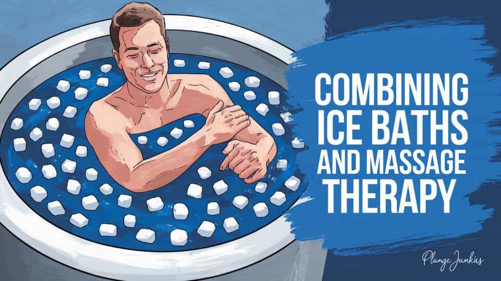 man massaging his arm in an ice bath