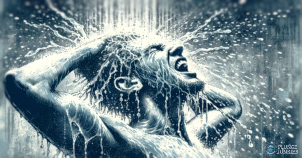 Man enjoying exhilarating cold shower