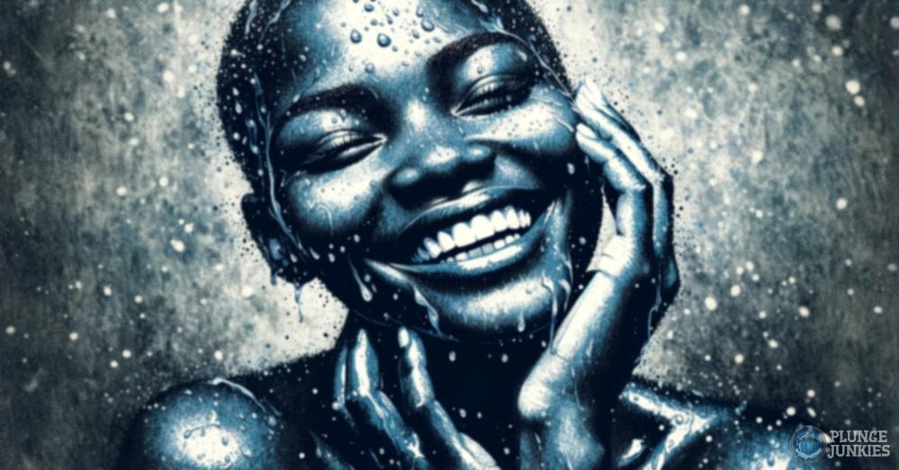 Woman laughing after face bath